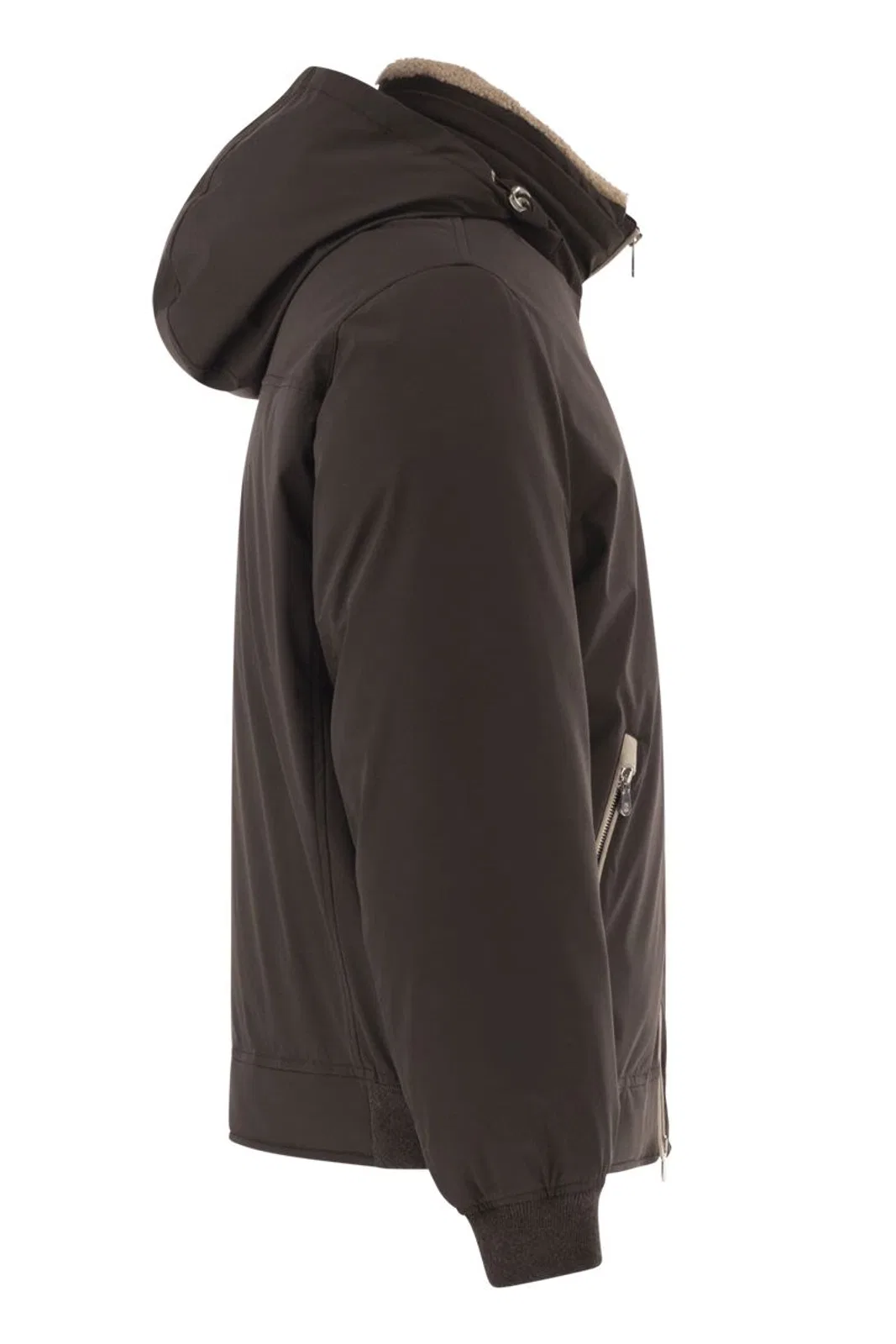 Brunello Cucinelli Padded Hooded Bomber Jacket With Shearli