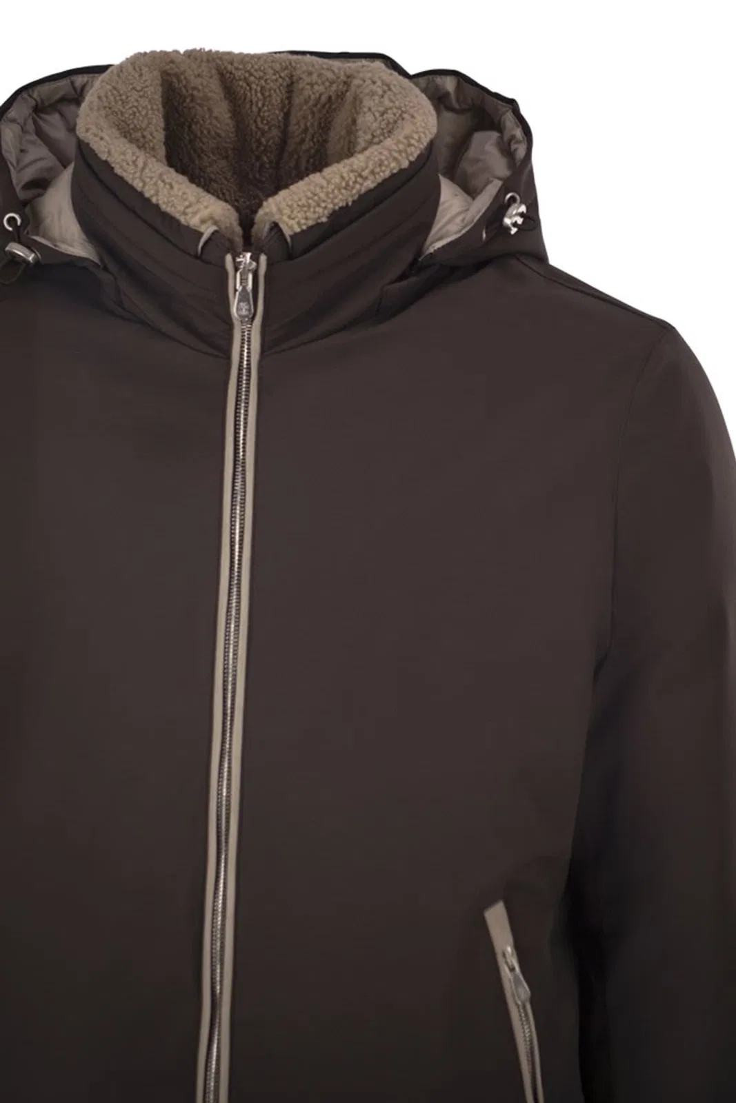 Brunello Cucinelli Padded Hooded Bomber Jacket With Shearli