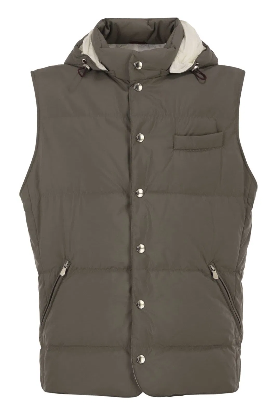 Brunello Cucinelli Padded Hooded Gilet In Technical Fabric