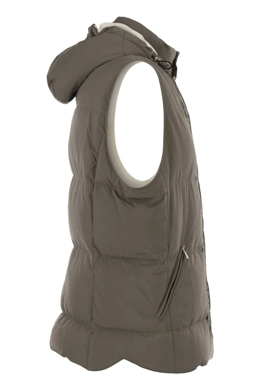 Brunello Cucinelli Padded Hooded Gilet In Technical Fabric