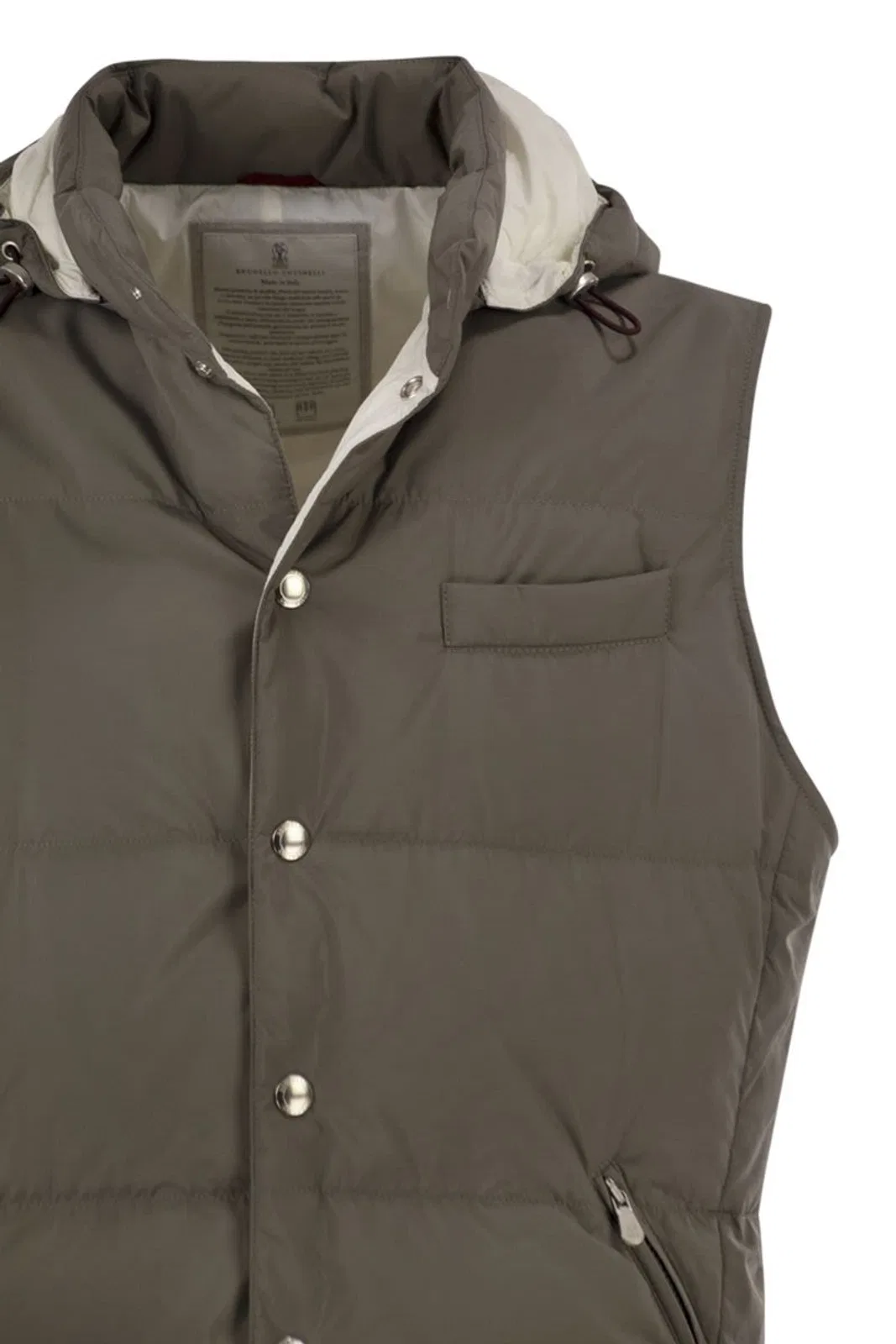 Brunello Cucinelli Padded Hooded Gilet In Technical Fabric