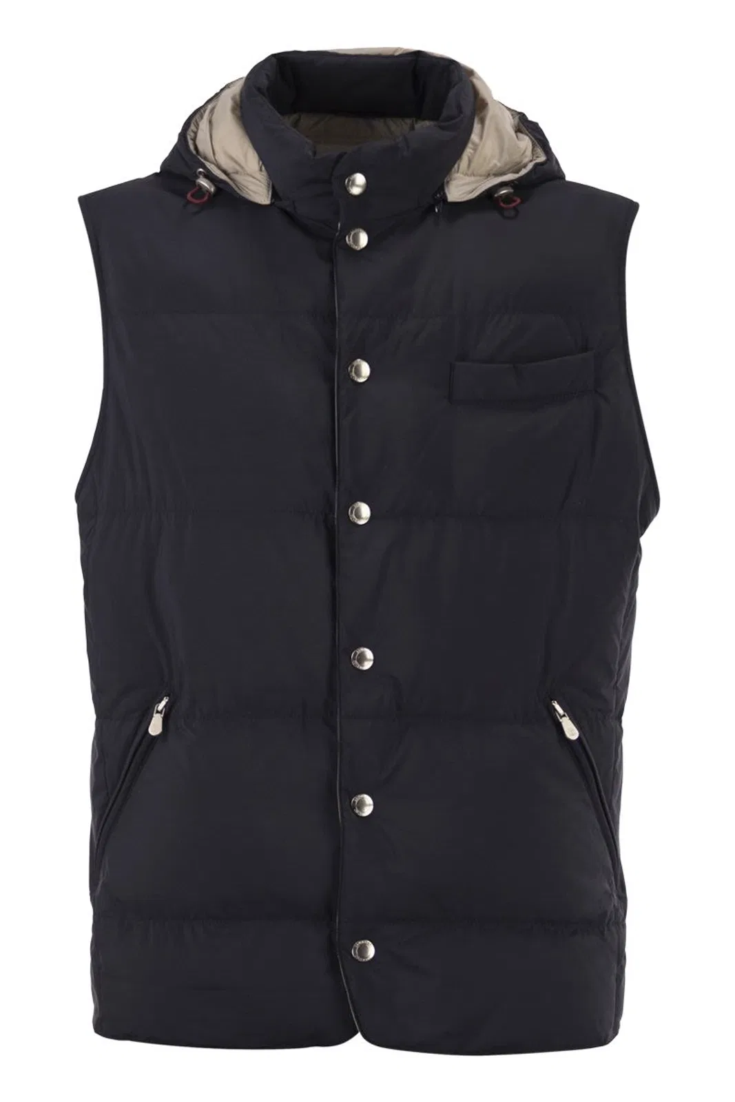 Brunello Cucinelli Padded Hooded Gilet In Technical Fabric