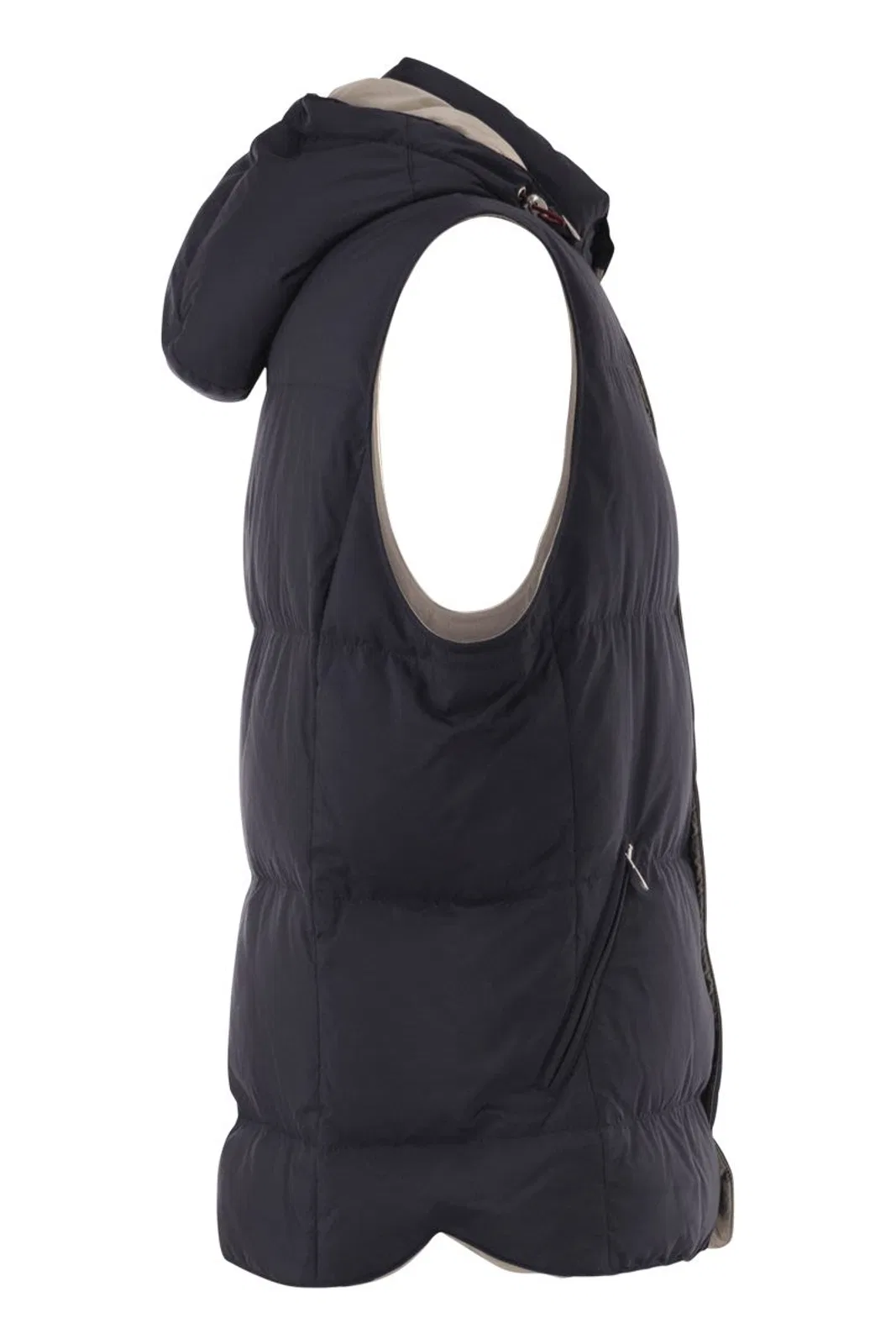 Brunello Cucinelli Padded Hooded Gilet In Technical Fabric