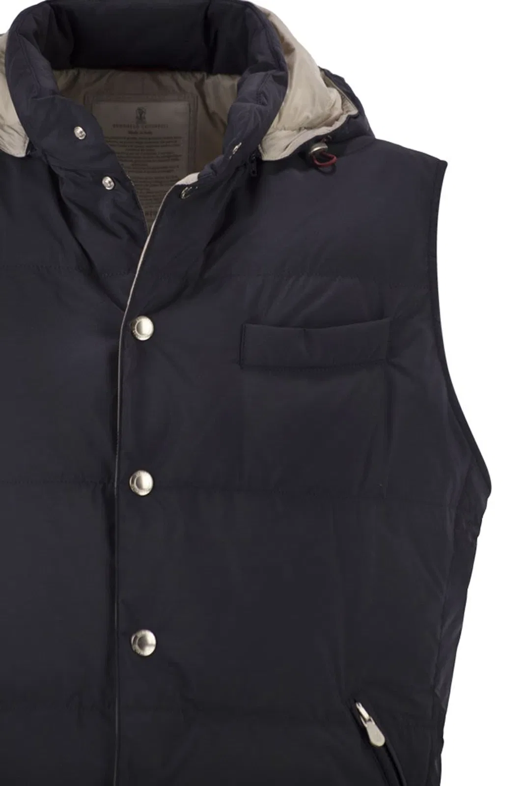 Brunello Cucinelli Padded Hooded Gilet In Technical Fabric