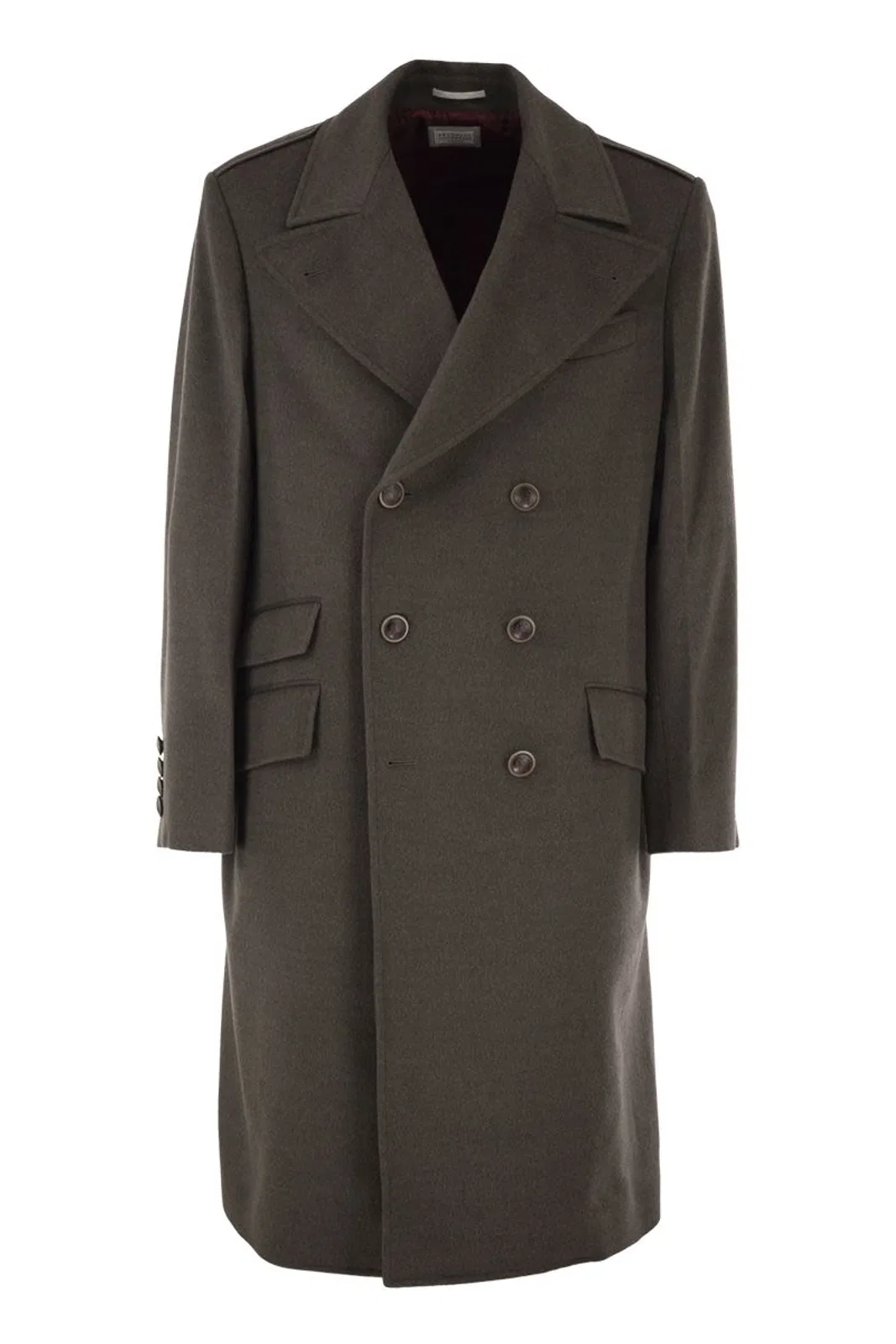 Brunello Cucinelli Double-Breasted Pure Wool Tailored Coat