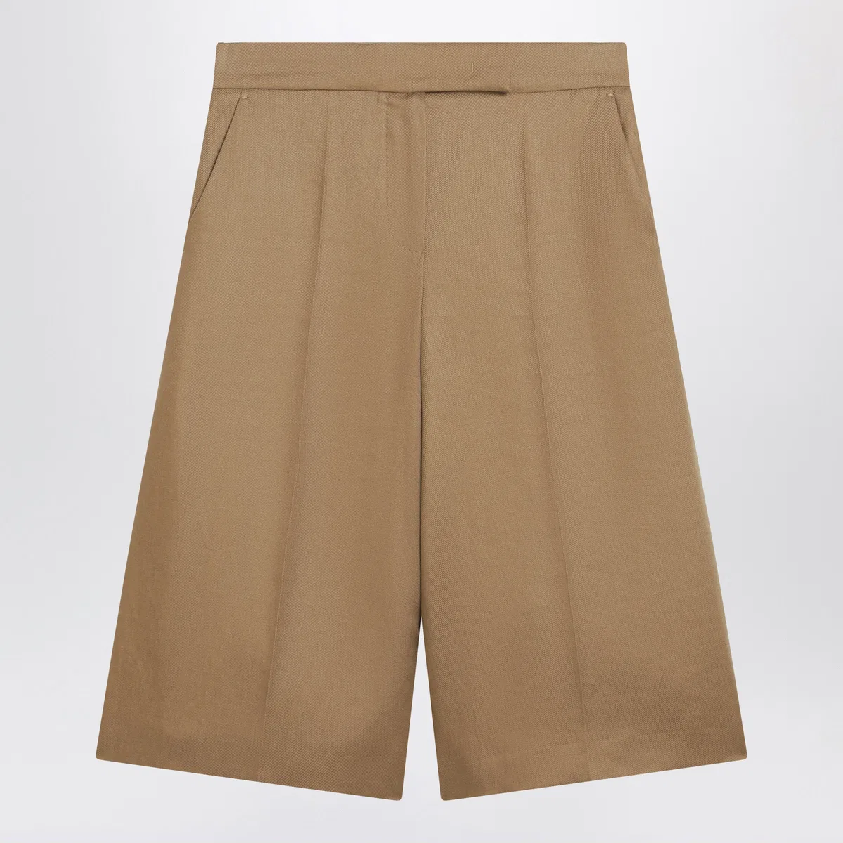 Max Mara Sand-Colored Linen Bermuda Shorts