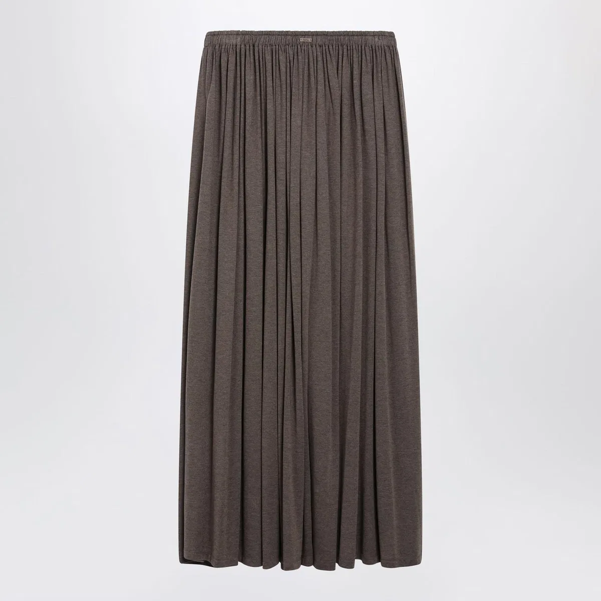 Max Mara Long Pleated Skirt In Dark Khaki Lightwe