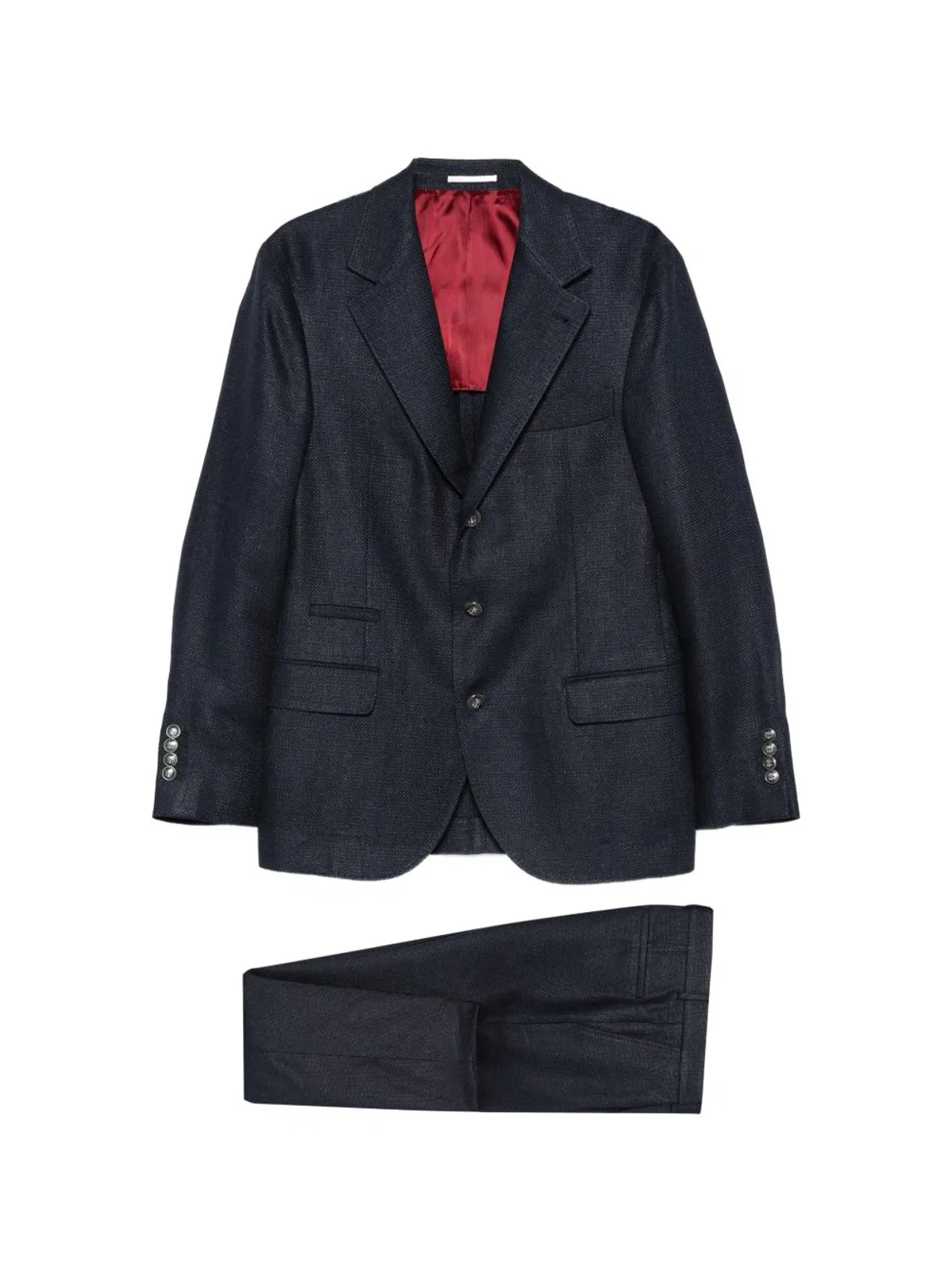 Brunello Cucinelli Navy Blue Silk Blend Suit