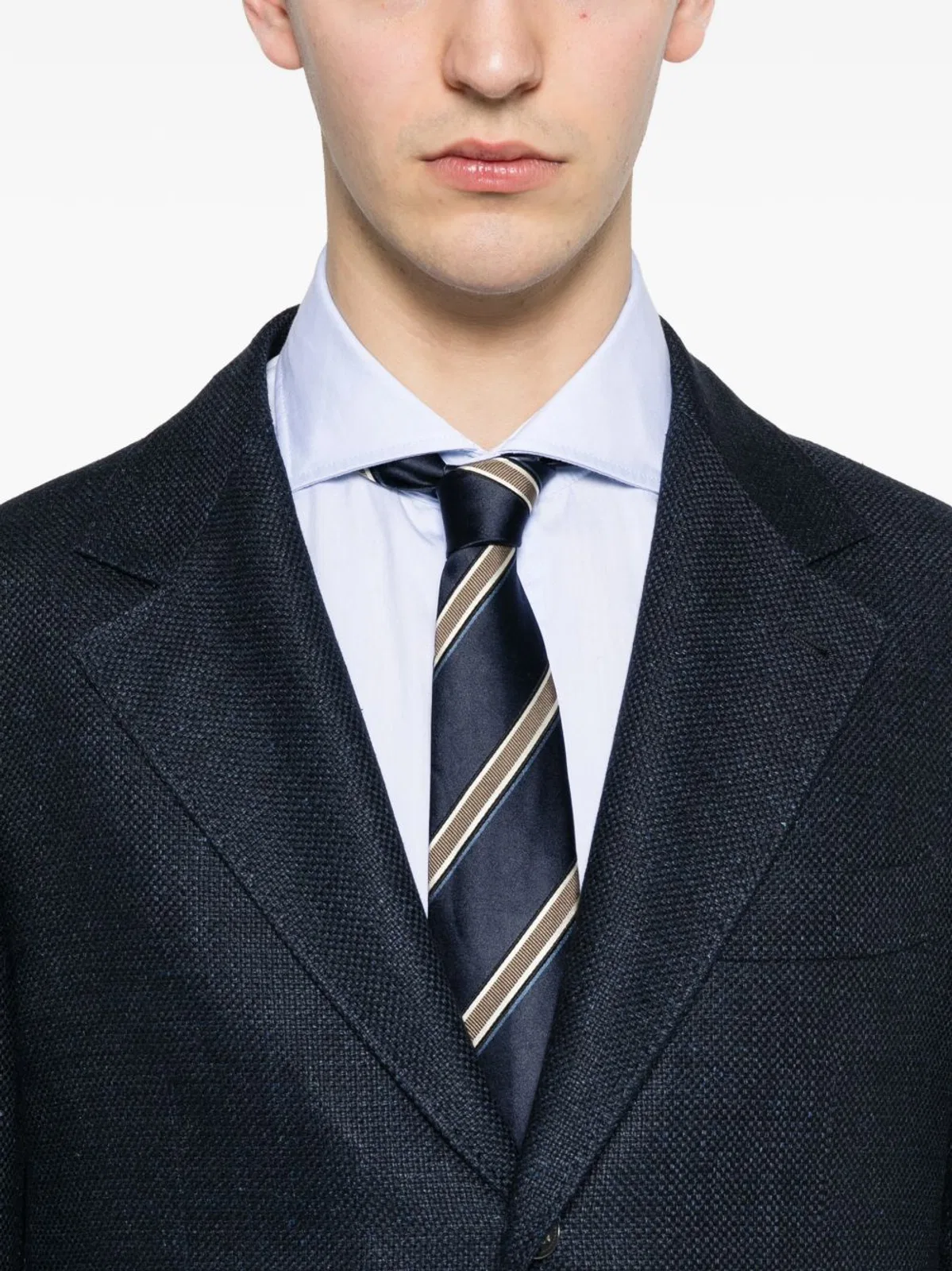 Brunello Cucinelli Navy Blue Silk Blend Suit