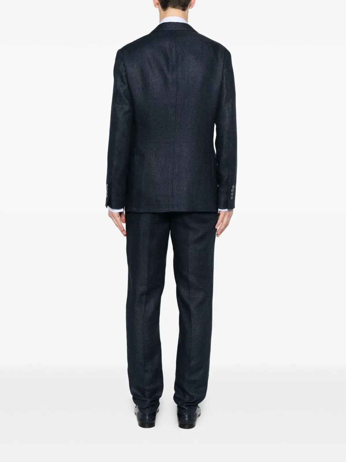 Brunello Cucinelli Navy Blue Silk Blend Suit
