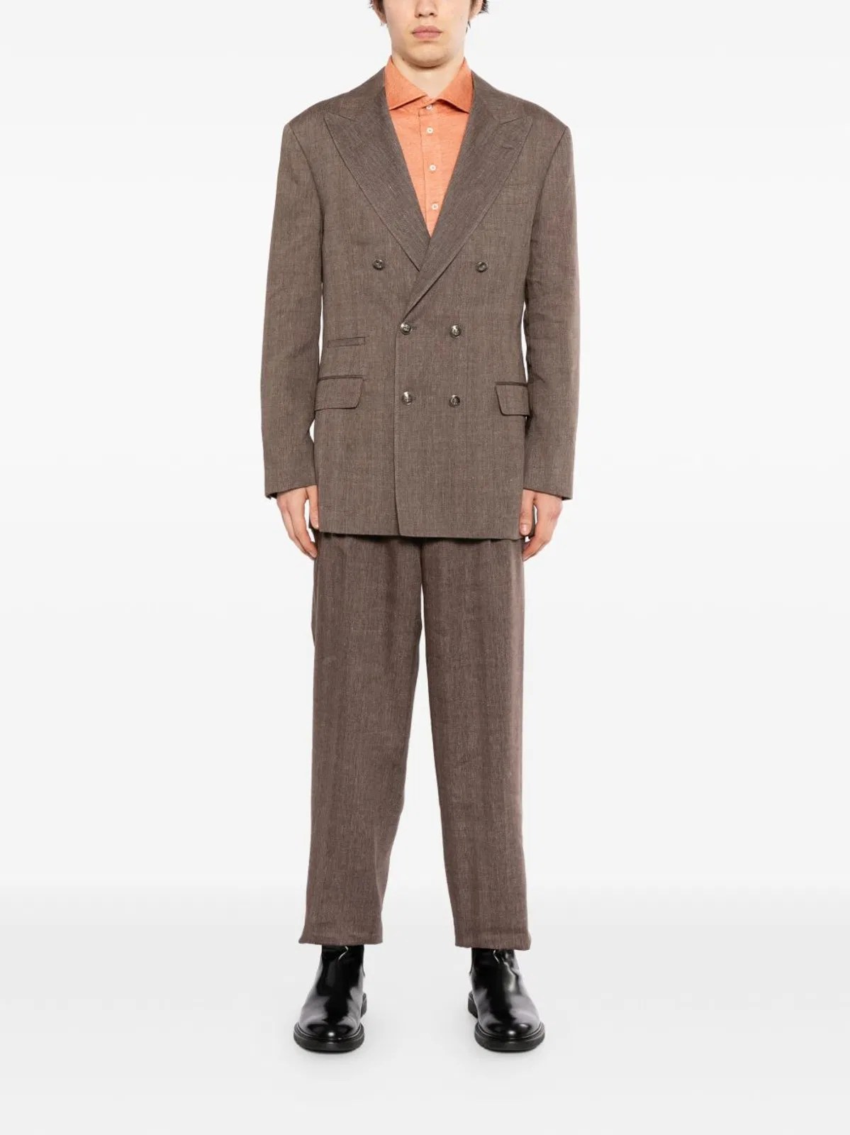 Brunello Cucinelli Brown Linen Wool Coat