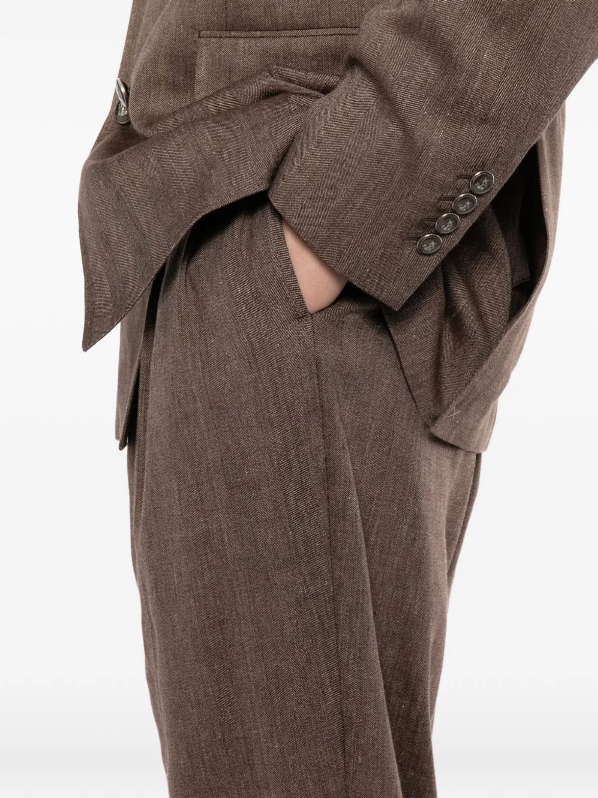 Brunello Cucinelli Brown Linen Wool Coat
