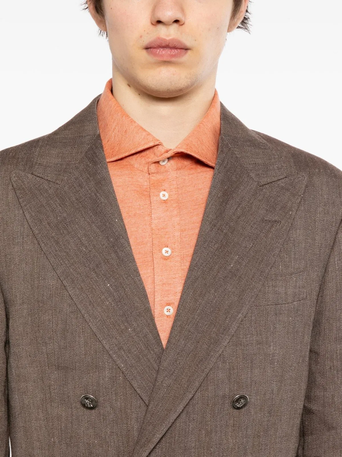 Brunello Cucinelli Brown Linen Wool Coat
