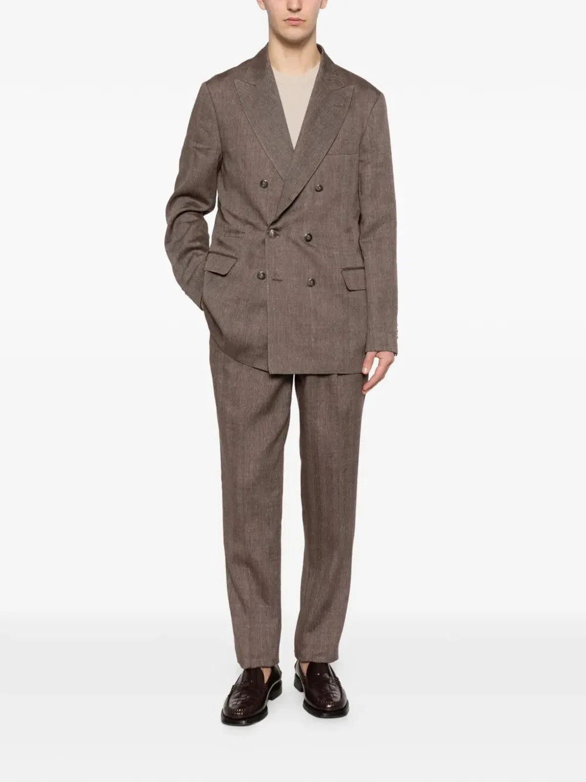 Brunello Cucinelli Linen And Virgin Wool Chevron Leisure Su