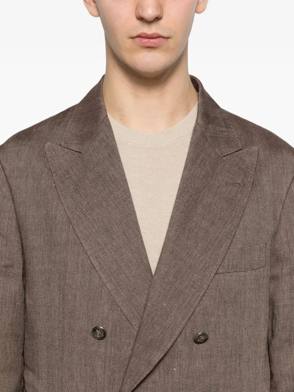 Brunello Cucinelli Linen And Virgin Wool Chevron Leisure Su