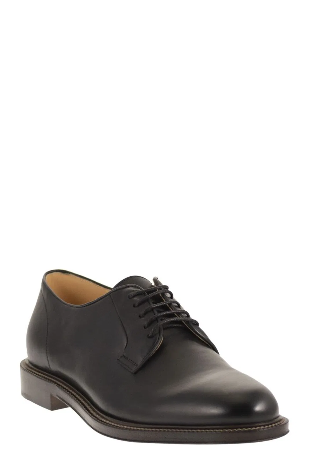 Brunello Cucinelli Derby Shoe In Smooth Calfskin Leather