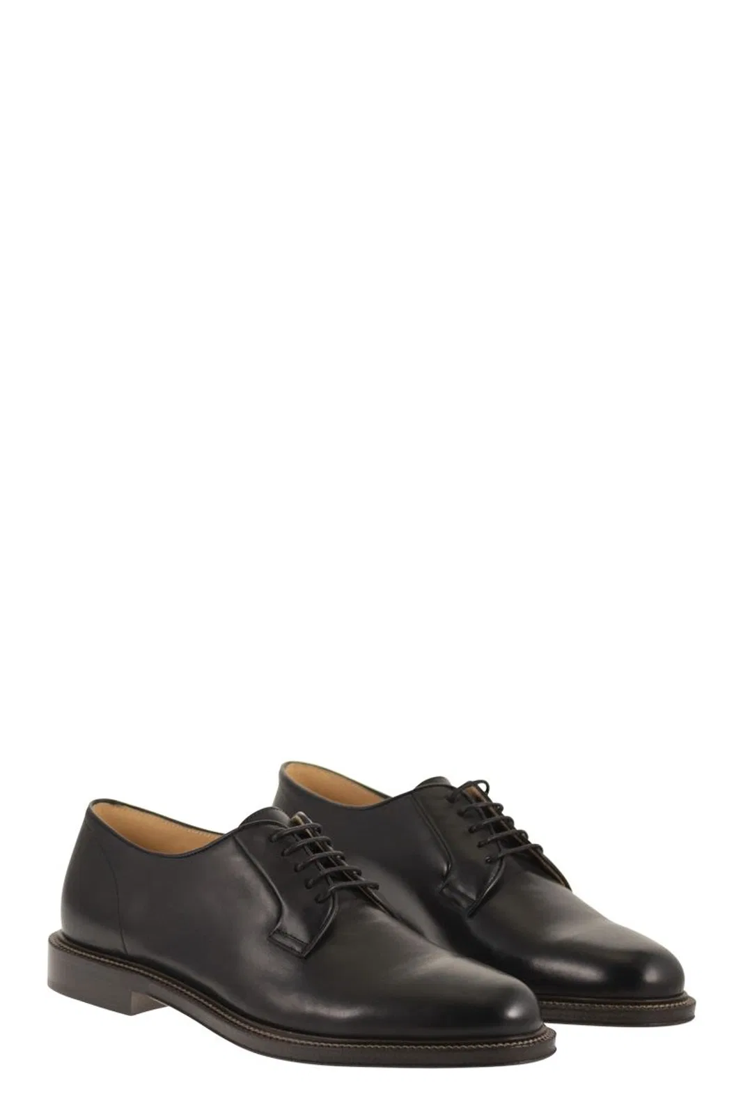 Brunello Cucinelli Derby Shoe In Smooth Calfskin Leather