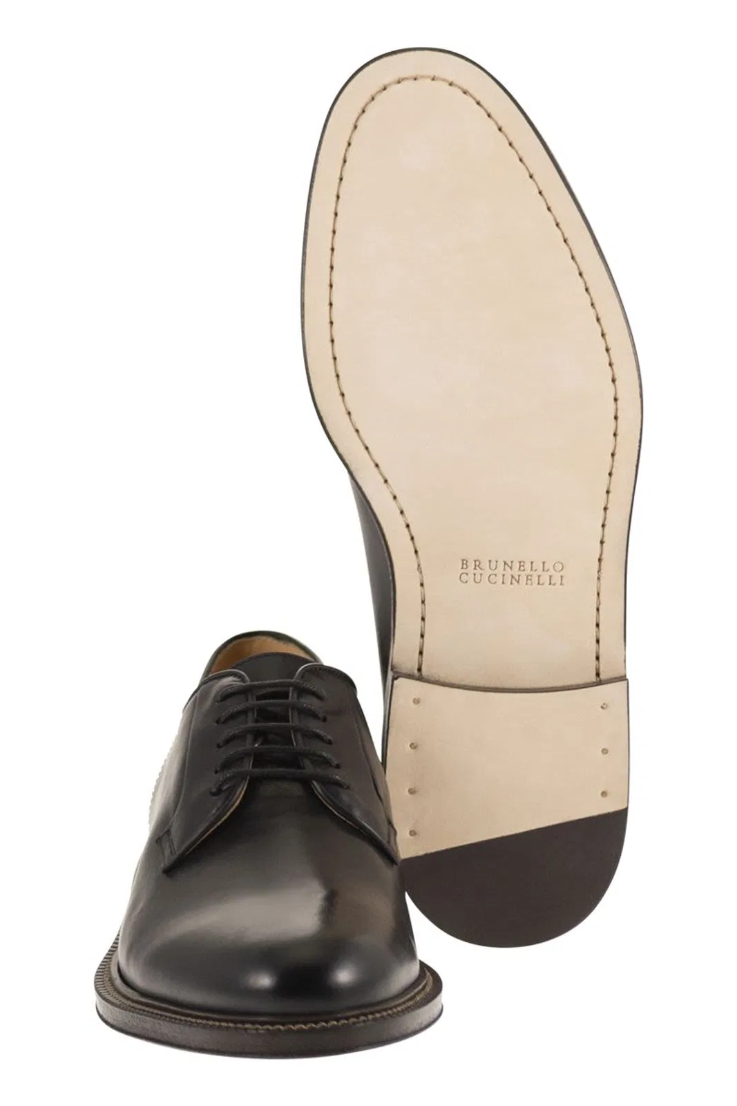Brunello Cucinelli Derby Shoe In Smooth Calfskin Leather
