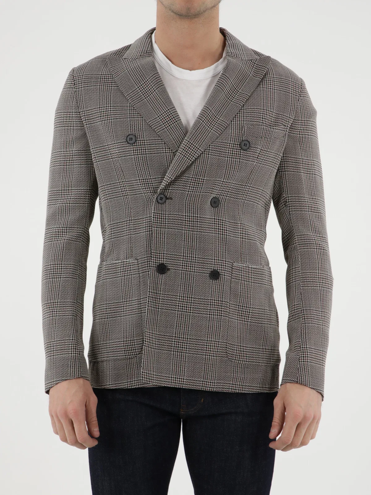 Tonello Double-Breasted Glen Plaid Jacket