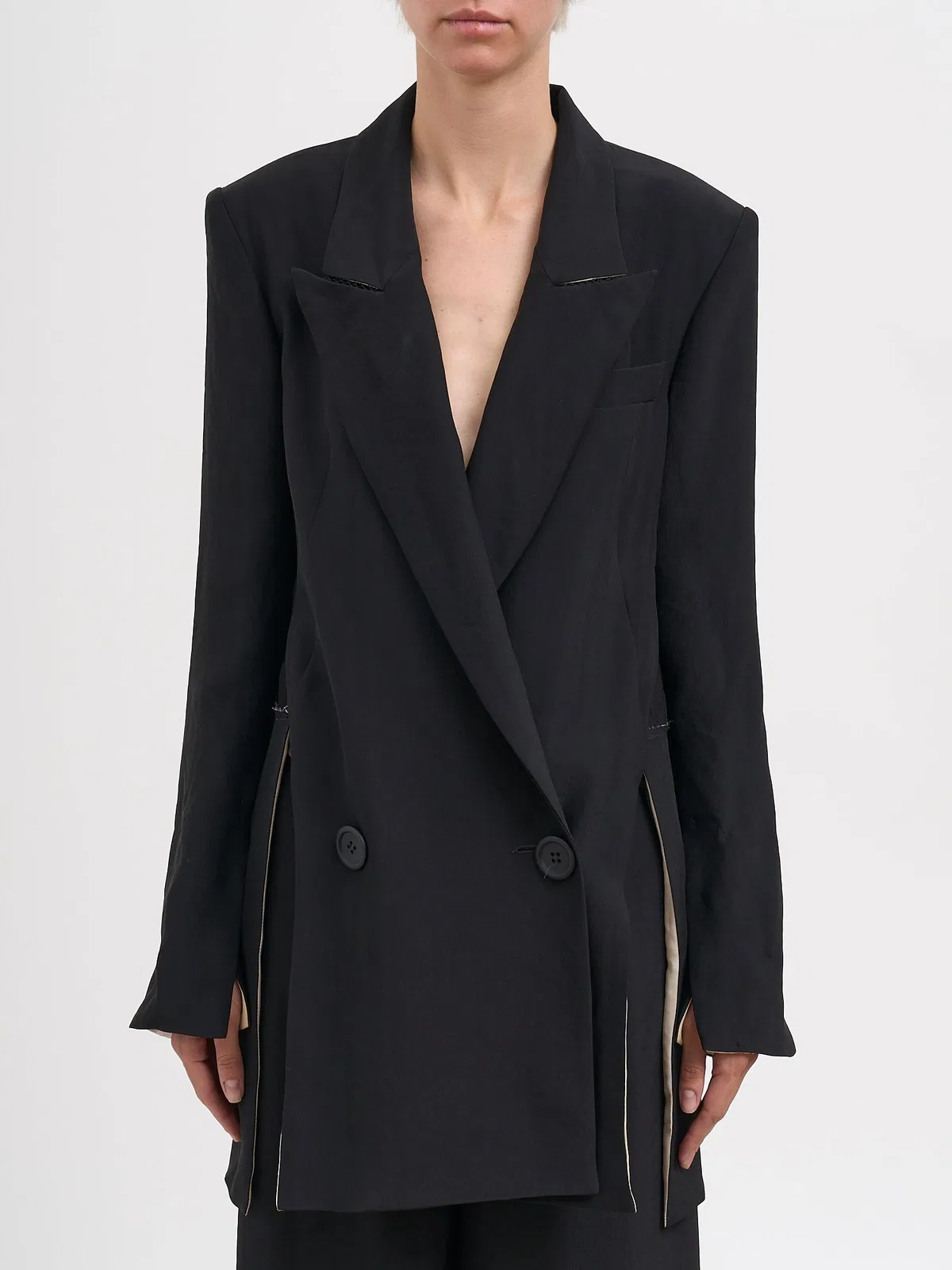 Alessandra Marchi Double-Breasted Jacket In Viscose And Si