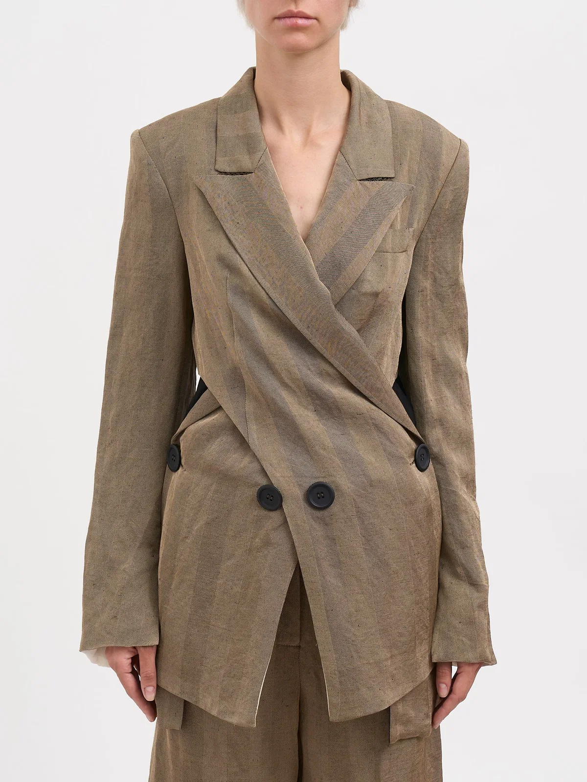 Alessandra Marchi Double-Breasted Linen Jacket