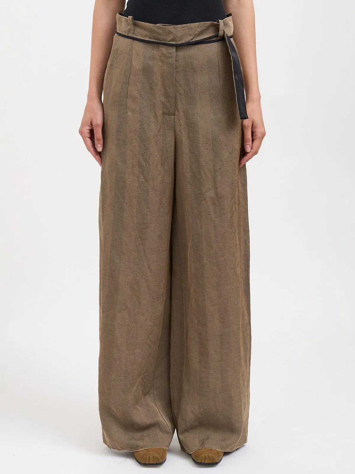 Alessandra Marchi Wide Leg Pants With Belt