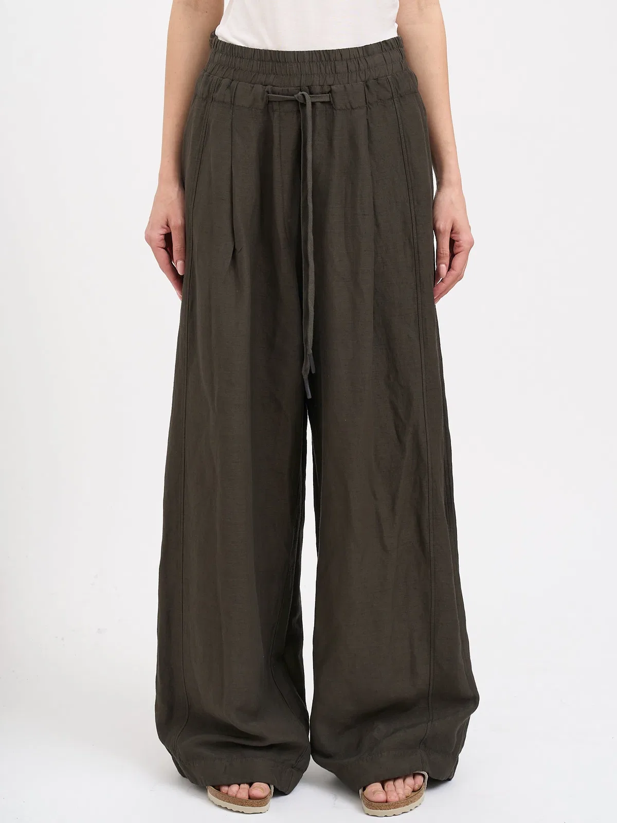 Andrea Ya'aqov Wide Leg Pants In Viscose And Linen