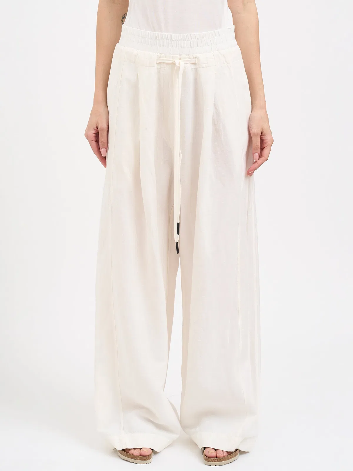 Andrea Ya'aqov Wide-Leg Pants In Viscose And Linen