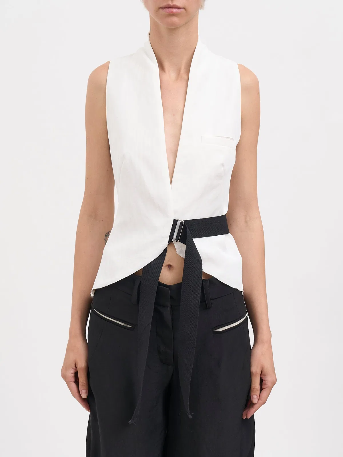 Alessandra Marchi Reversible Viscosis And Linen Gilet
