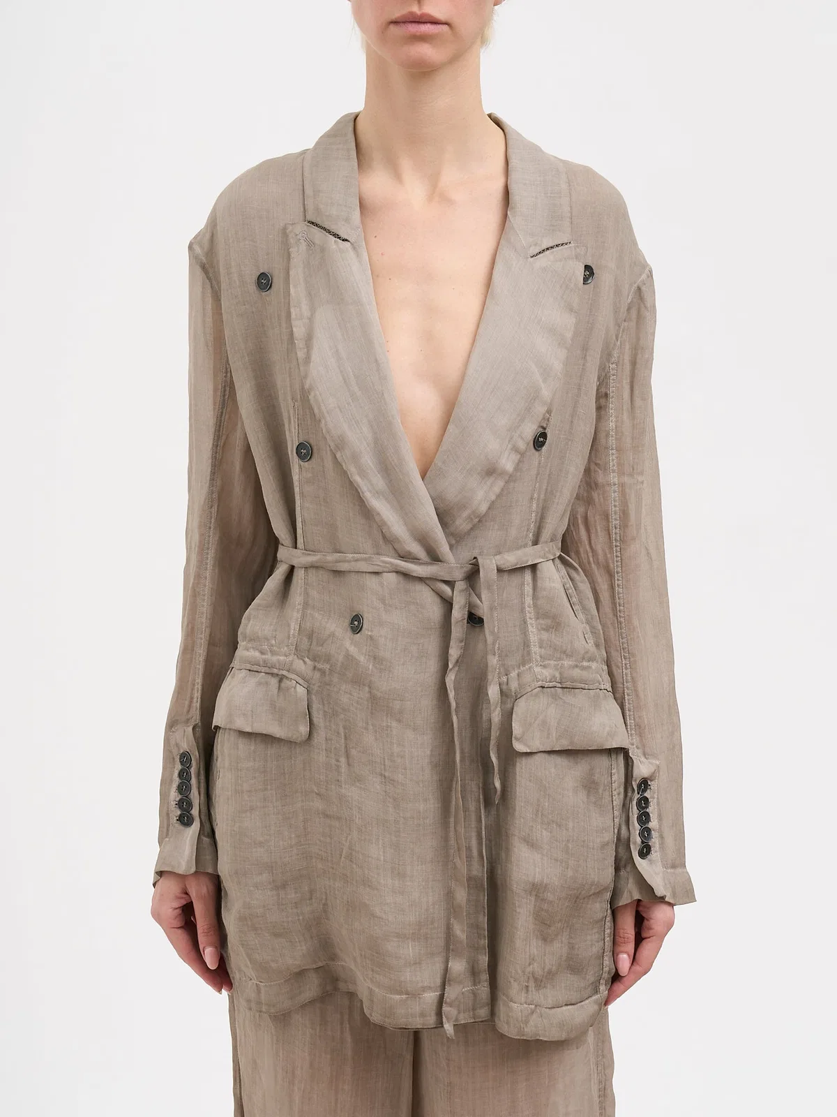 Masnada Double-Breasted Ramie Jacket