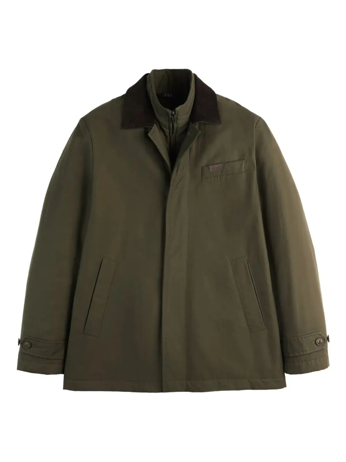 Fay Short Morning Raincoat In Cotton And Nyl