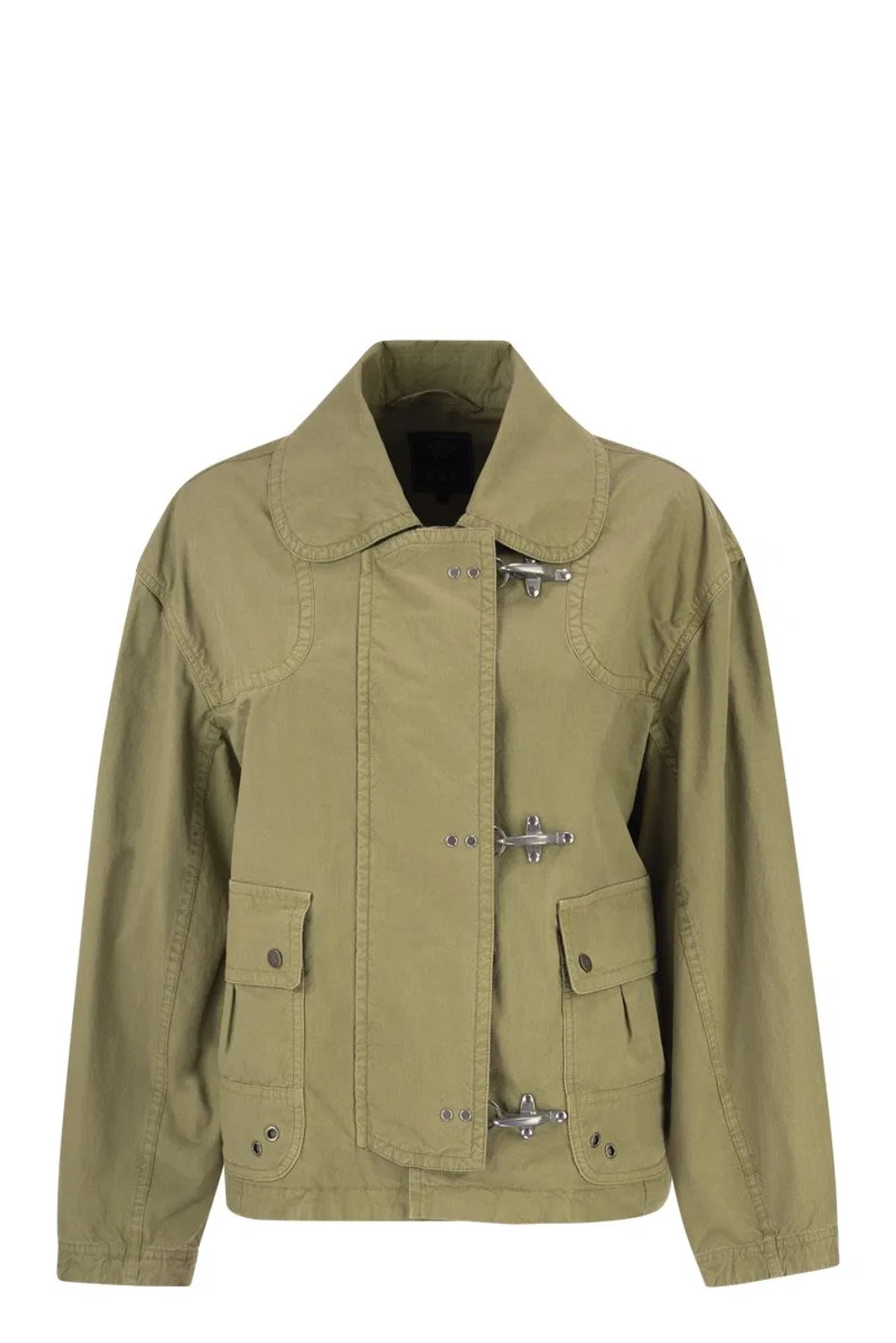 Fay Cropped Technical Cotton Jacket With Sig