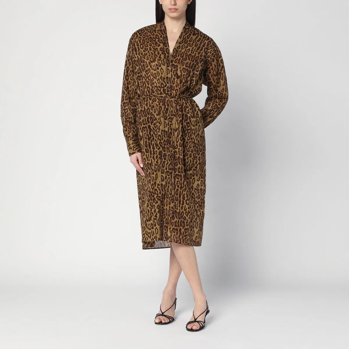 6397 Leopard-Print Shirt Dress In Cotton Voil