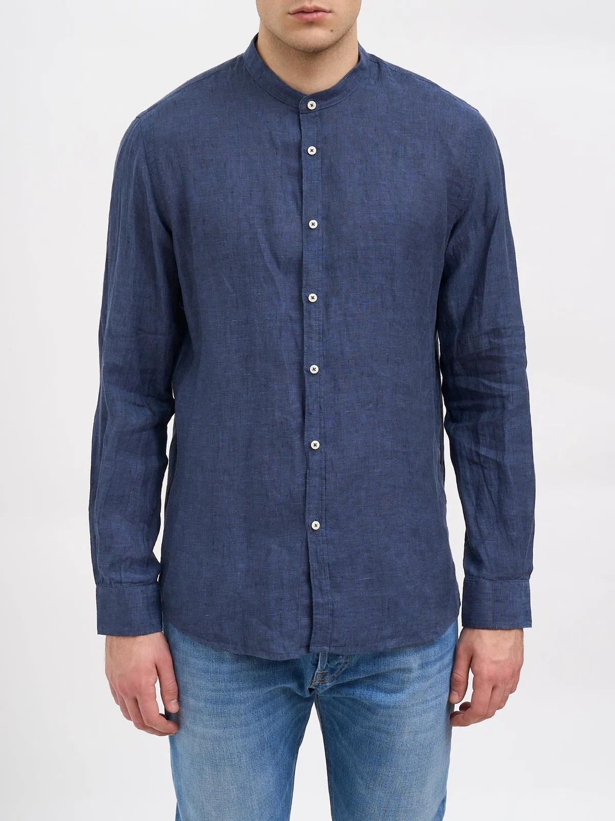 Daniele Alessandrini Linen Korean Collar Shirt