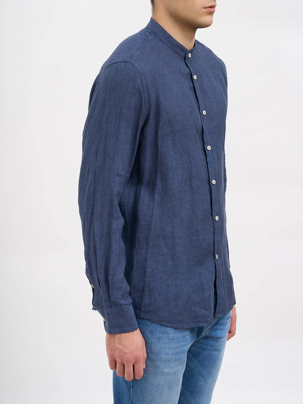 Daniele Alessandrini Linen Korean Collar Shirt