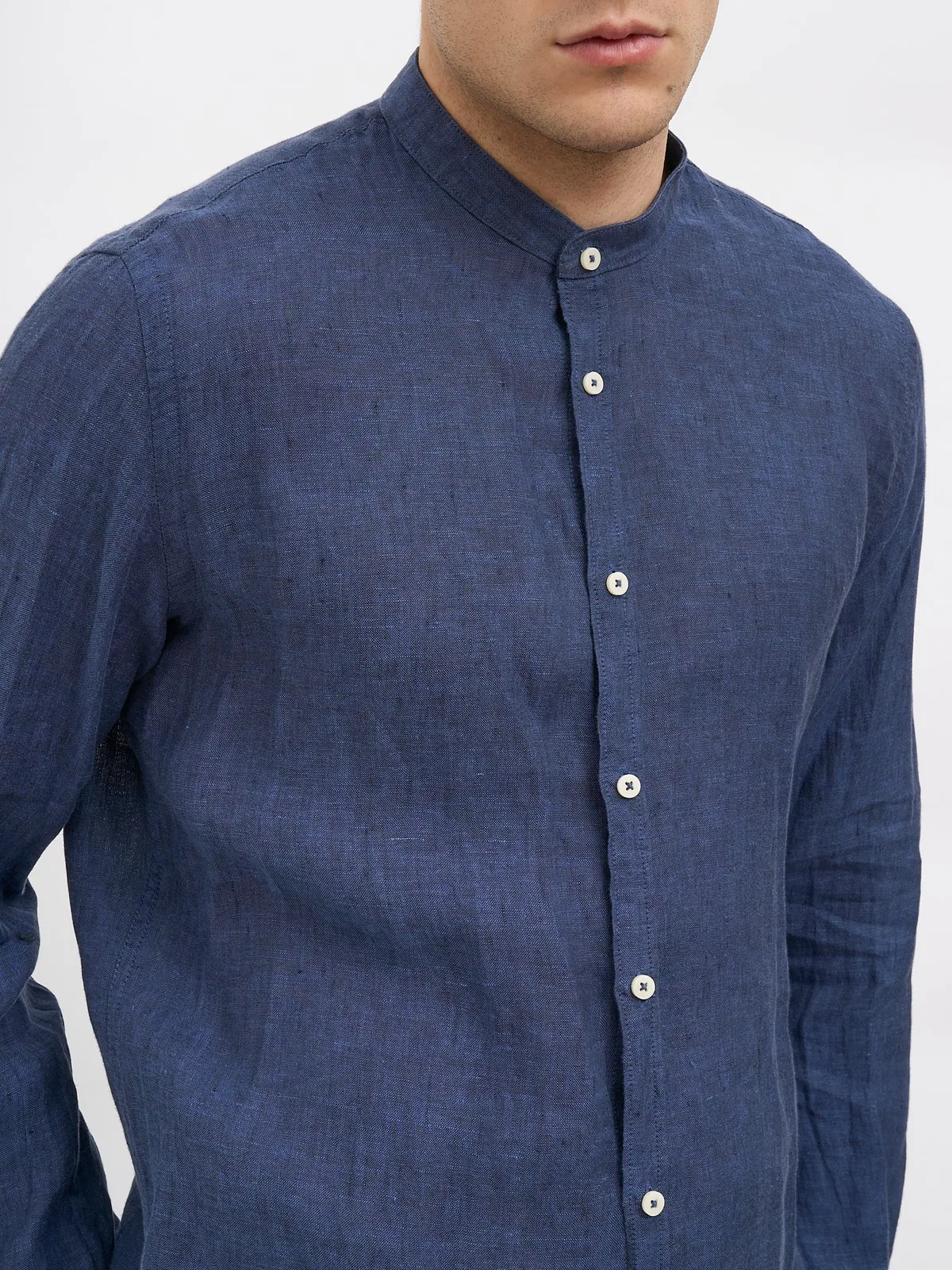 Daniele Alessandrini Linen Korean Collar Shirt