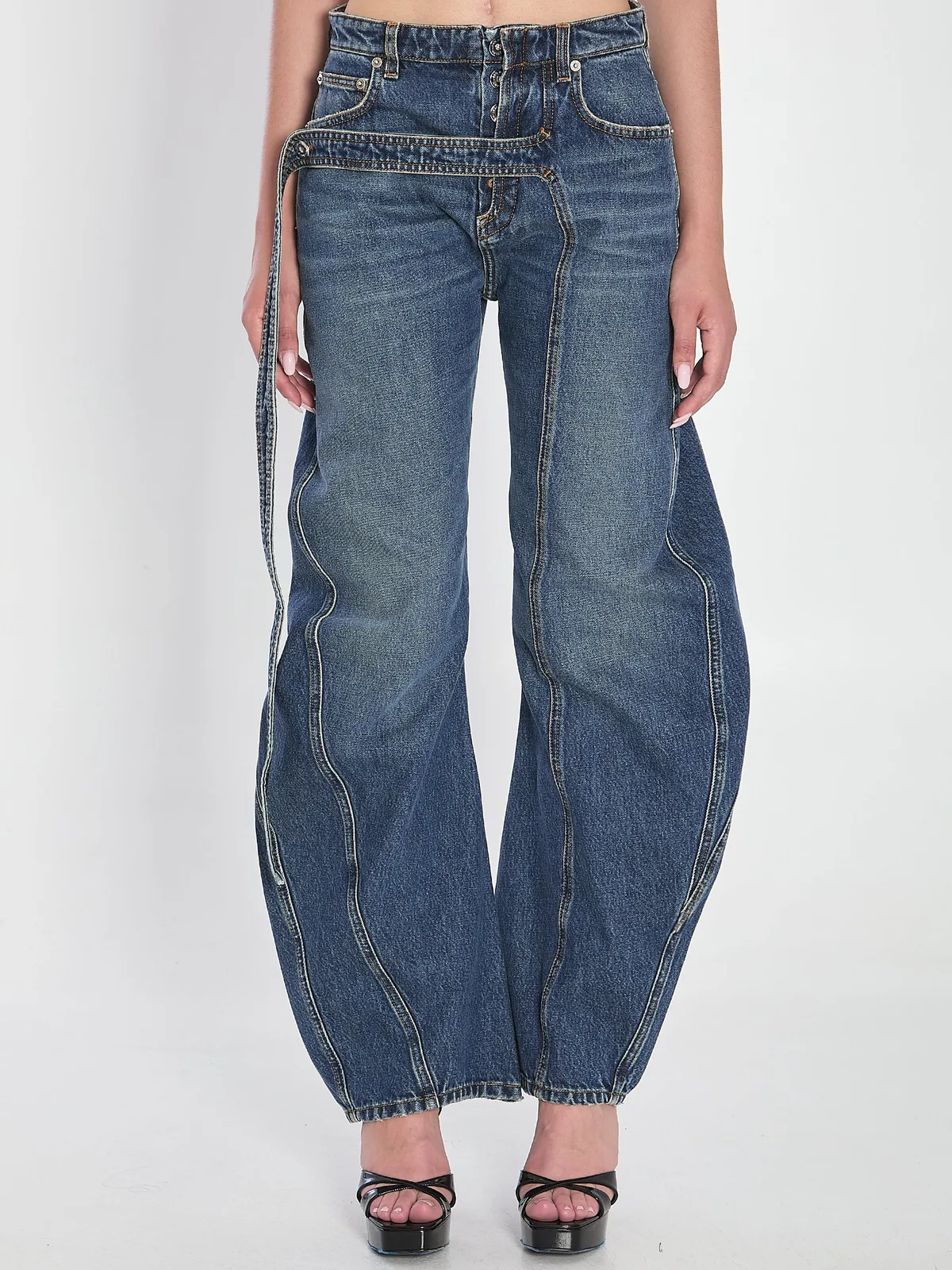 Jean Paul Gaultier Strap Jeans In Denim