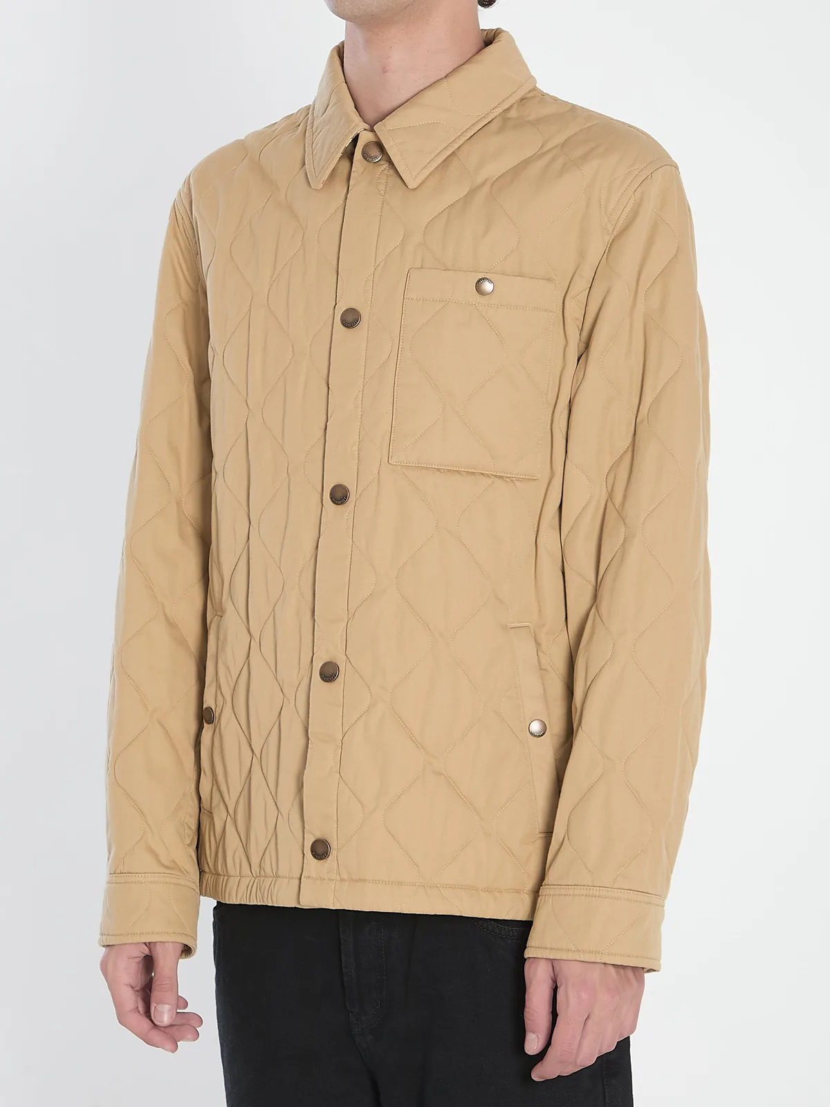 Burberry Jacket In Quilted Gabardine