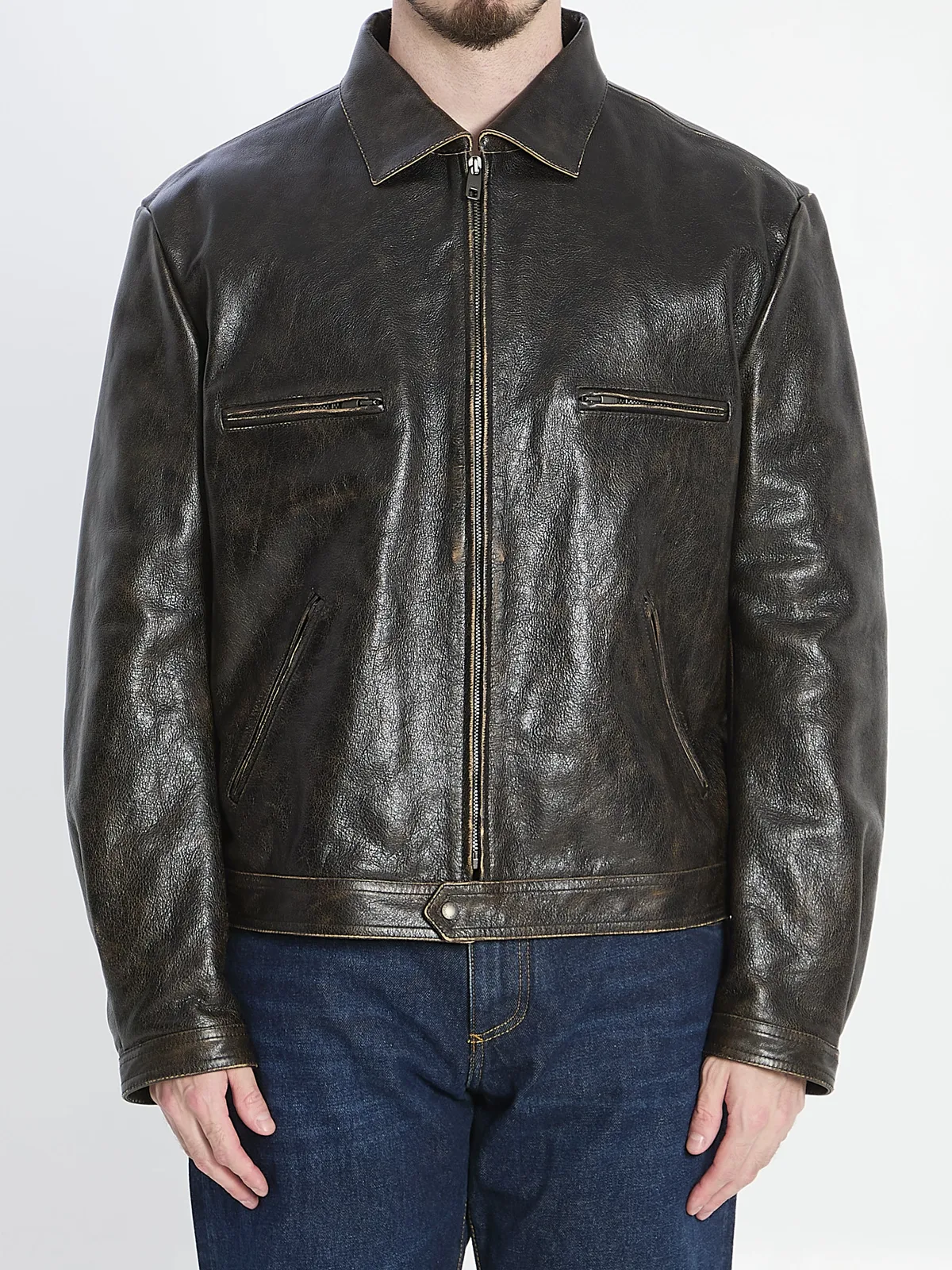 Dolce Gabbana Dolce&Gabbana Aged-Effect Leather Jacket