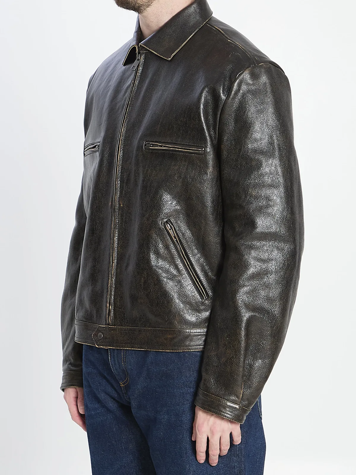 Dolce Gabbana Dolce&Gabbana Aged-Effect Leather Jacket