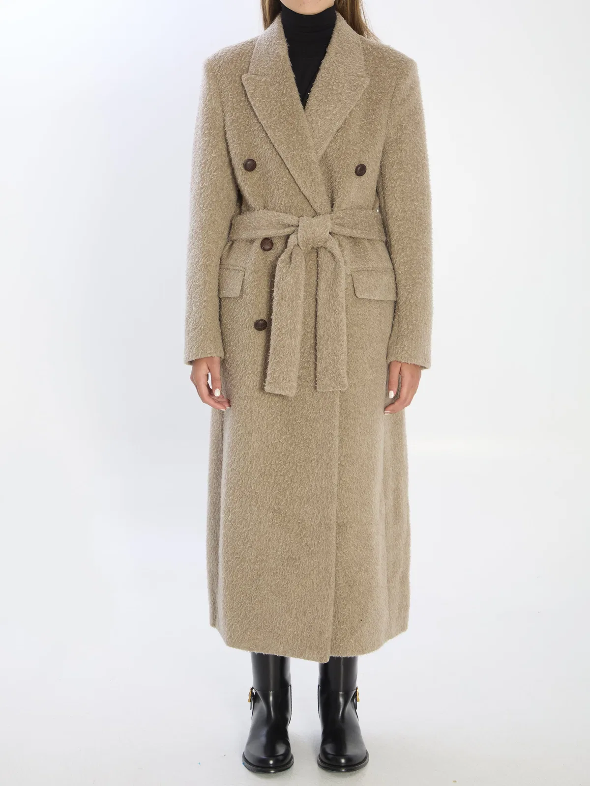 Golden Goose Greige Double-Breasted Coat