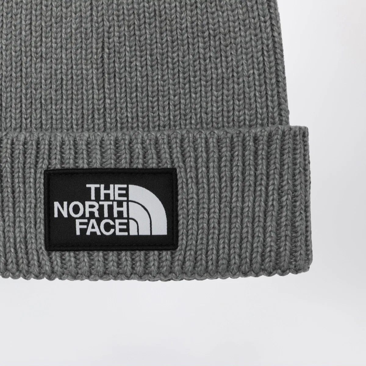 The North Face Grey Beanie With Logo Patch