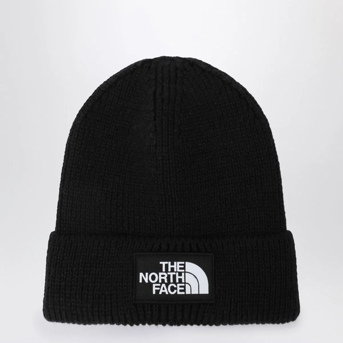 The North Face Black Beanie With Logo Patch