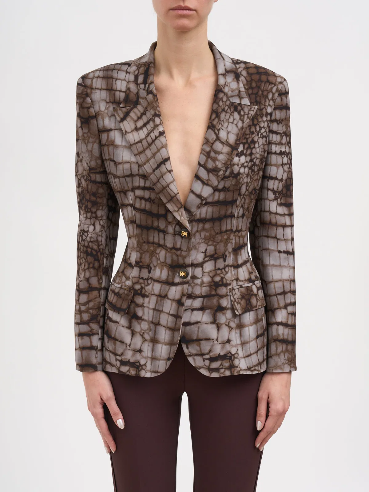 Elisabetta Franchi Crêpe Jacket With Alligator Print