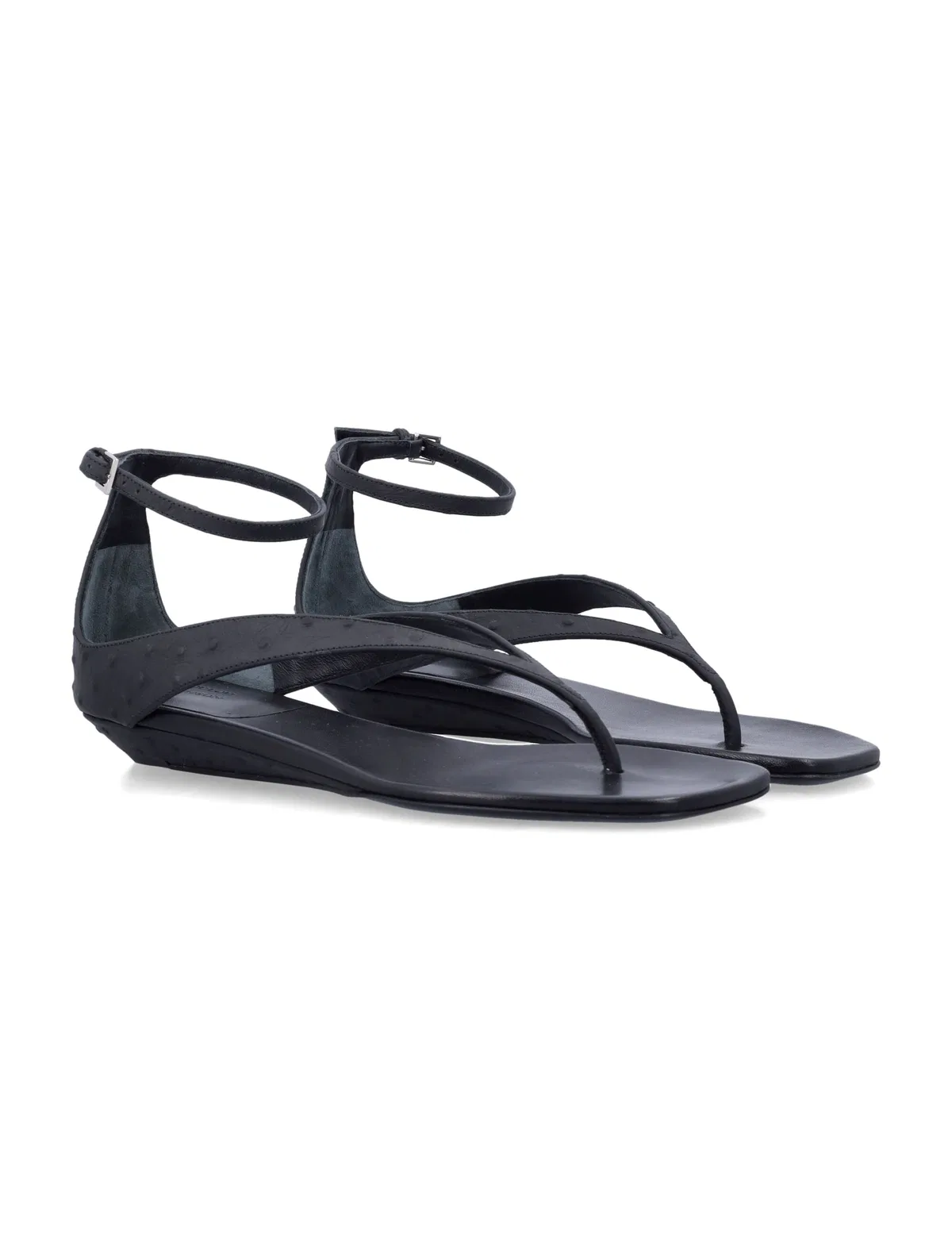 Loulou Niham Ostrich-Effect Flip Flop Sandals
