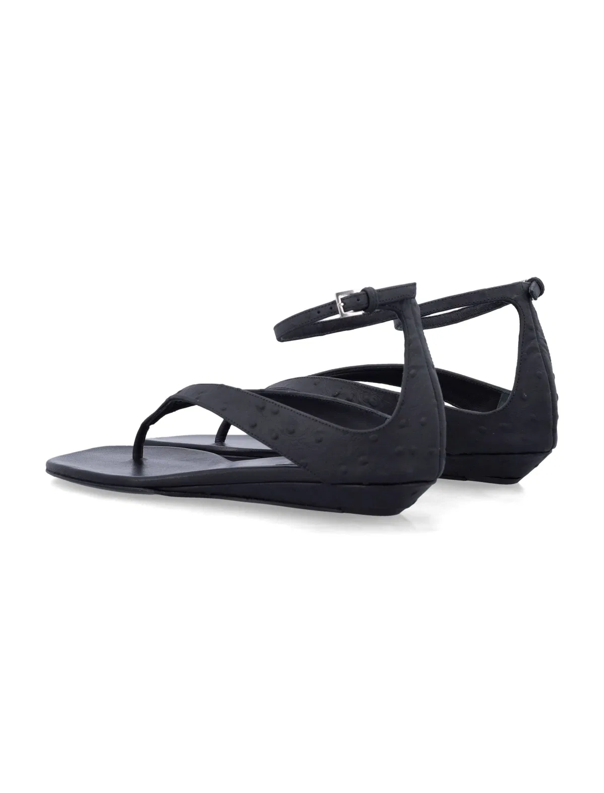 Loulou Niham Ostrich-Effect Flip Flop Sandals