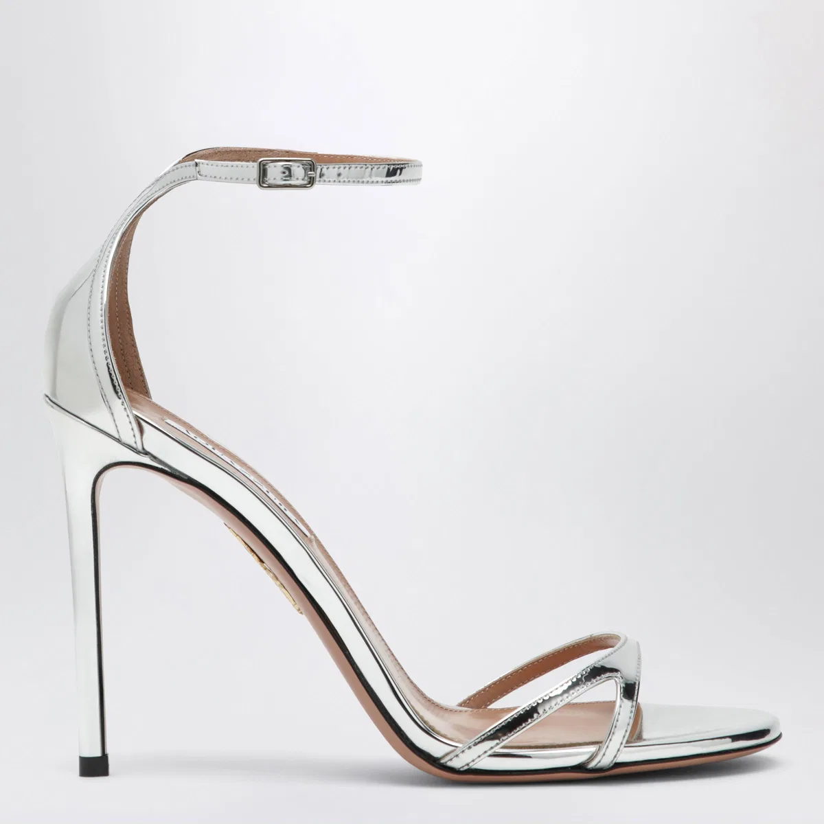 Aquazzura Nuda 85 Sandals In Silver Metallic Leath