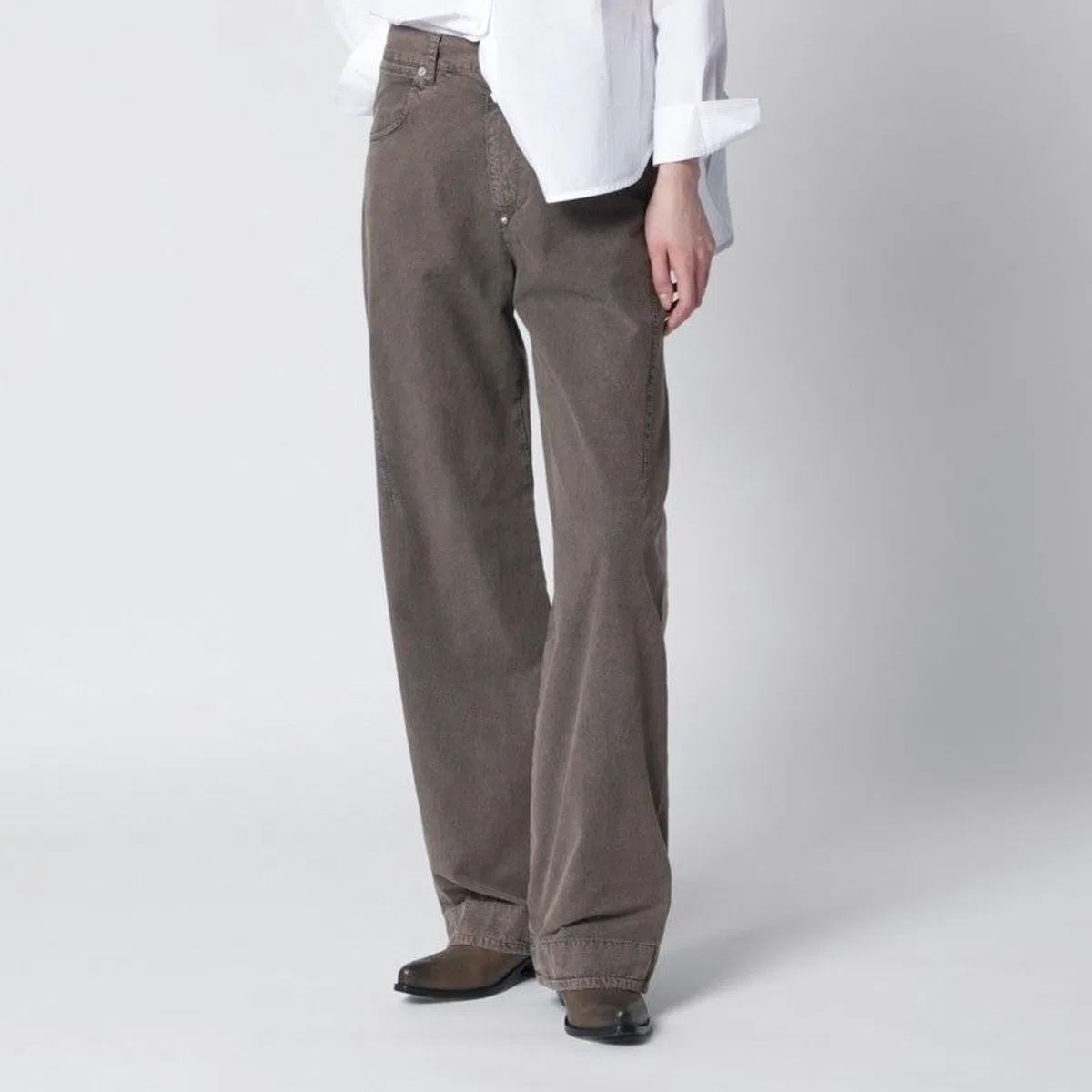 6397 Washed Olive Green Wideleg Jeans