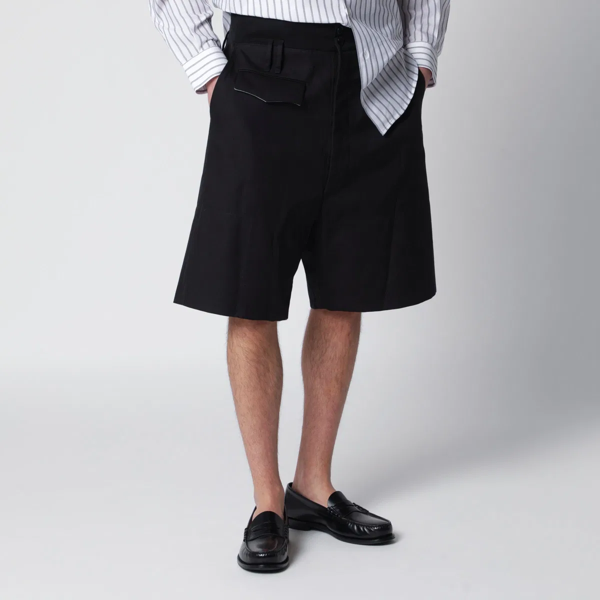 Namacheko Black Cotton Bermuda Shorts