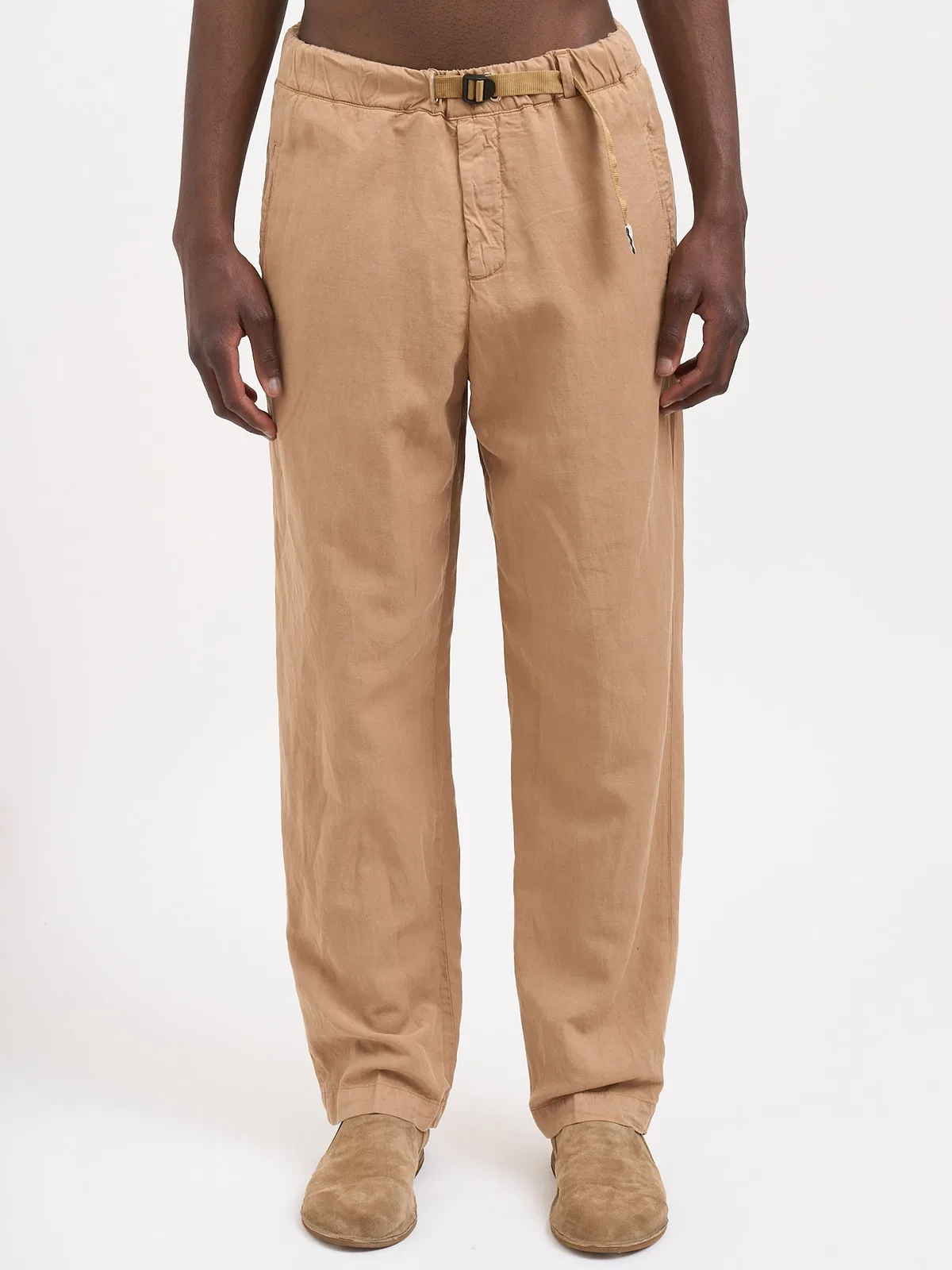 White Sand Lyocell And Linen Pants